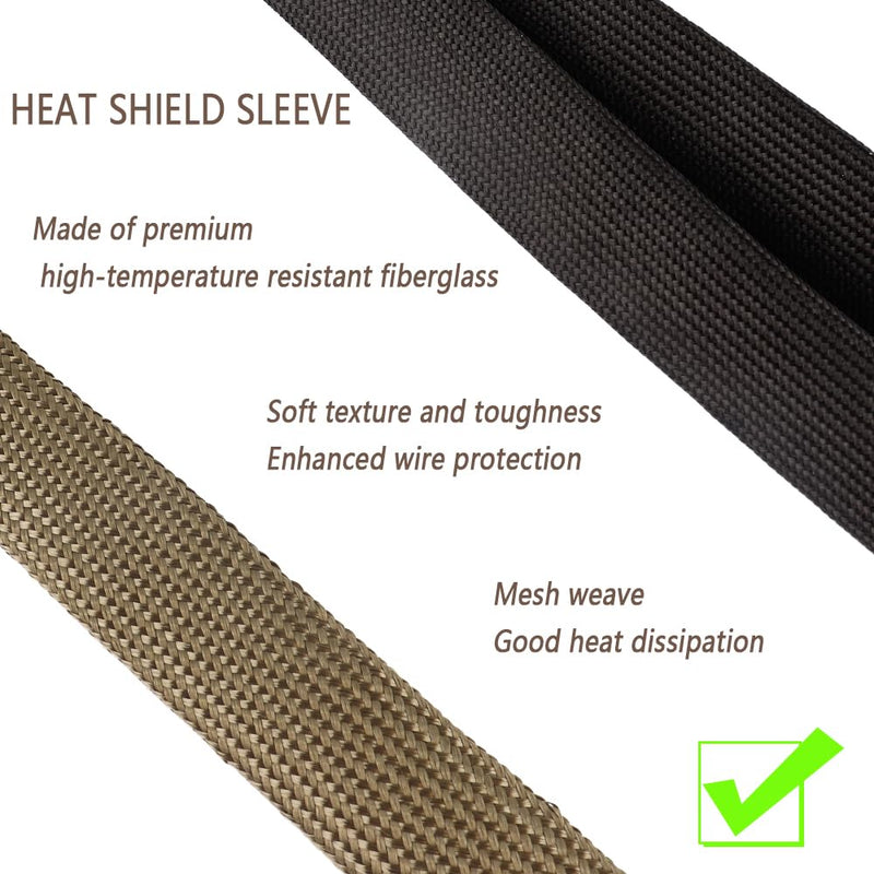 Wire Heat Shield 9.8Ft - 1/2" ID x 10' Spark Plug Wire Heat Shield Wrap Fuel Line Heat Shield Sleeve - Automotive Heat Shield for Protecting Car Accessories (Black) Black