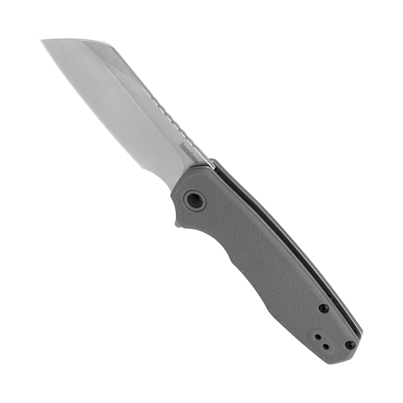 Kershaw Wharf Pocket Knife, Gray Design, 2.8 Inch Stainless Steel Cleaver Plain Edge Blade, EDC with Assisted Opening, Reversible Deep-Carry Pocketclip, Everyday Carry Pocket Knife for Men and Women