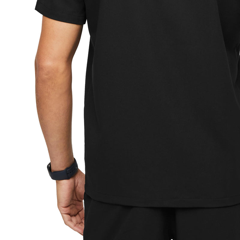 FIGS Leon Scrub Top for Men – 3 Pockets, Tailored Fit, Modern V-Neck, 4-Way Stretch, Moisture-Wicking Medium Black