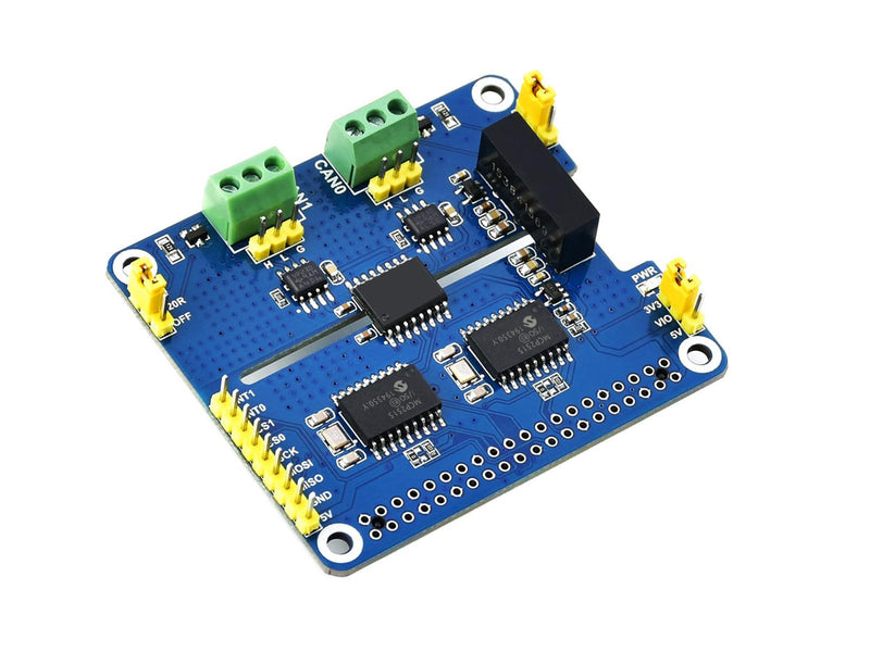 2 Channel CAN HAT Isolated CAN Bus Expansion Board for Raspberry Pi/STM32/Arduino with MCP2515 + SN65HVD230 Dual Chips Solution