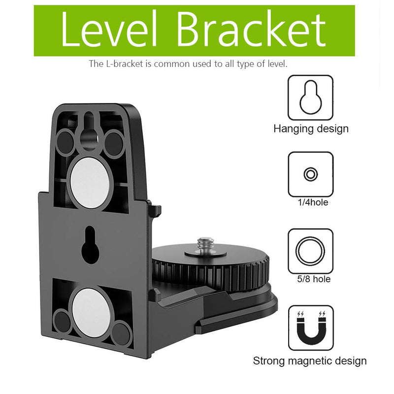 L-Shape Laser Level Adapter, Multifunctional Magnetic Pivoting Base, 360 Degree Adjustable, Support with 1/4" and 5/8" Thread