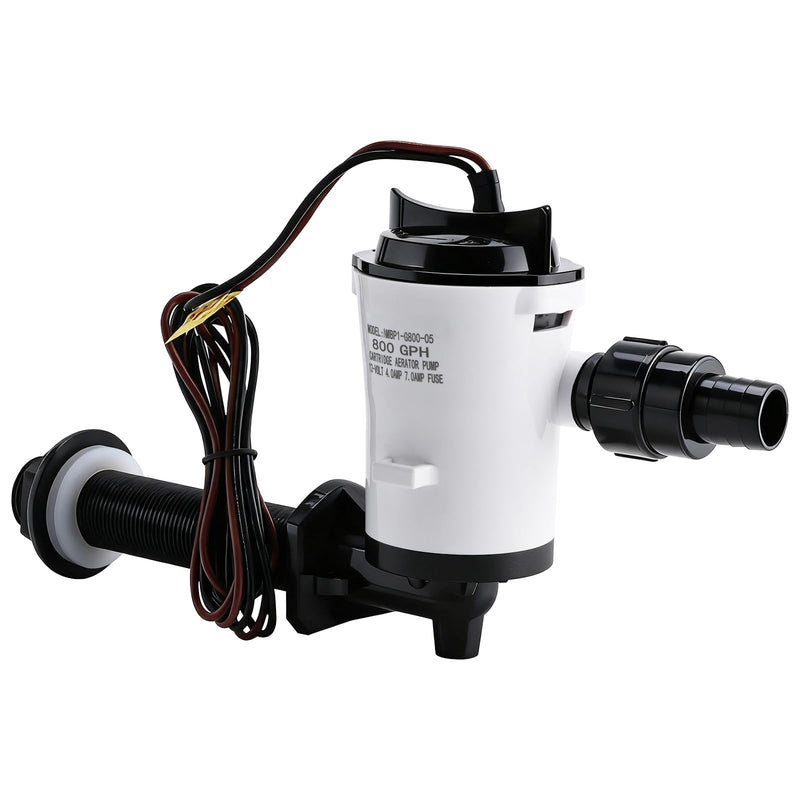 YaeMarine 12V 800gph Livewell Baitwell Pumps Live Bait Tank Aerator Live well Pump Submersible Cartridge Boat Bilge Pump