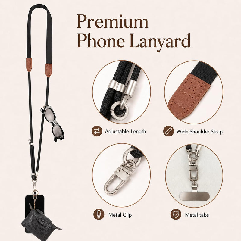 Clip and Go Strap for Phone with Wallet Crossbody for Women Black