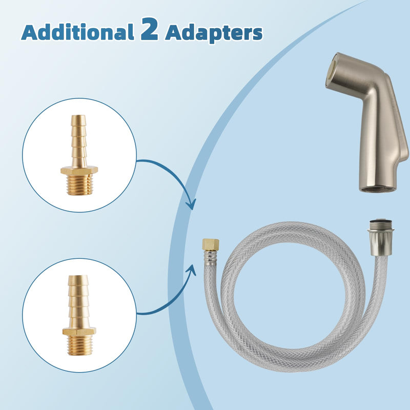 Universal Kitchen Sink Spray Attachment/Hose/Holder Set, Brushed Nickel | Compatible with Moen/Delta Faucet, Kitchen Side Sprayer, Kitchen Sink Faucet Sprayer Replacement Sprayer Head/Hose/Holder Set