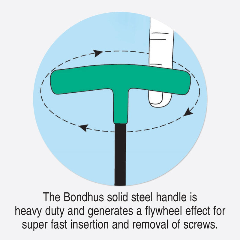 Bondhus 13389 Set of 8 Hex T-handles w/Stand, sizes 2-10mm, Multicolor, One Size