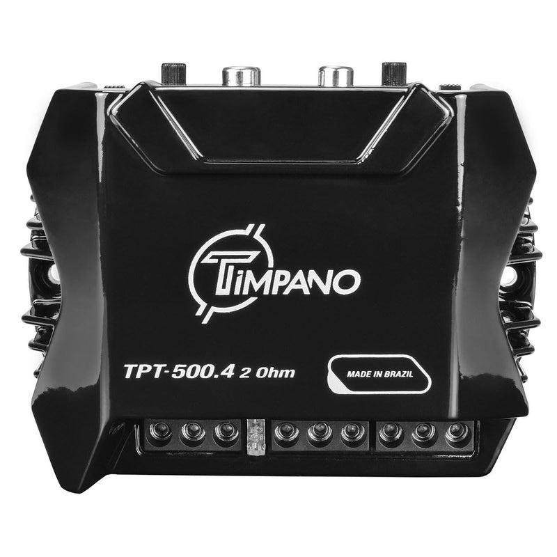 Timpano TPT500.4 Compact 4 Channel Car Audio Amplifier, 4 x 125 Watts at 2 Ohm, Mini Stereo 12 Volts Full Range Class D Amp Bridgeable