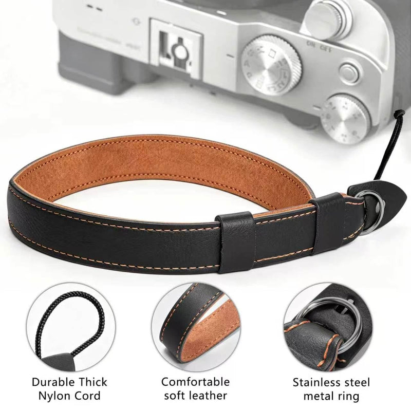 Camera Wrist Stra - Camera Straps for Photographers, Camera Hand Strap | Adjustable Wrist Camera Strap with Safer Connector for DSLR SLR Mirrorless Cameras (Black)