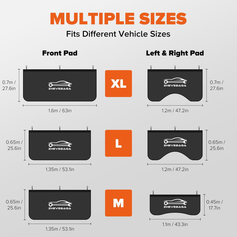 3 Pcs Fender Covers for Mechanics, Microfiber Leather Car Fender Protector Mats for Mechanics with Hooks & Strong Sew in Magnets for Sedans Trucks SUVs Station Wagon -M M