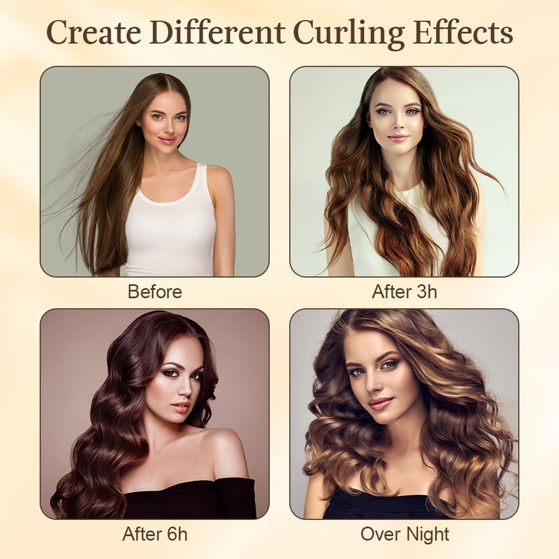 AOOWU 4PCS Heatless Curling Rods, Heatless Blowout Rods with Satin Silk Bonnet, Overnight No Heat Hair Rollers, Flexi Bars with Hooks, Heat Free Curling Iron for All Hair Types, Sleep DIY Hair Curls 4 count (Pack of 1) Coffee