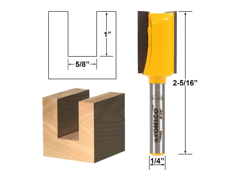 YONICO Router Bits Set Straight 5 Bit 1/4-Inch Shank 14522q 5 Bit Set - 1/4" Shank