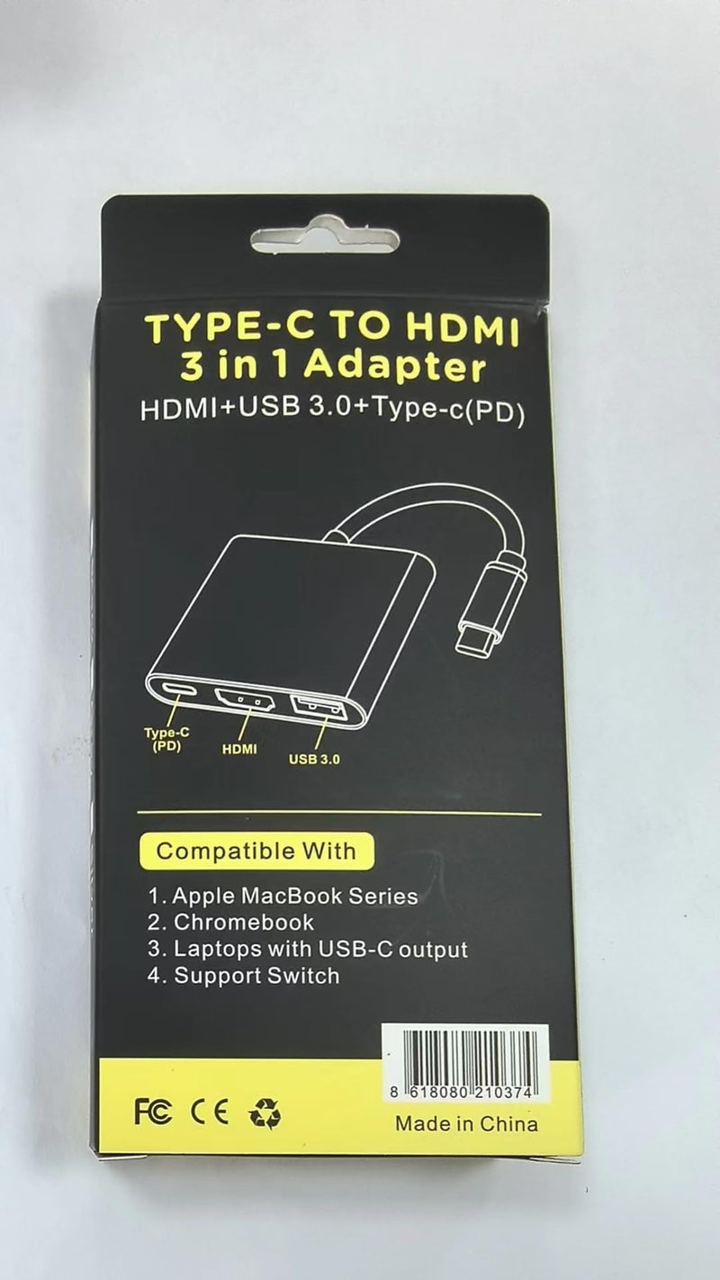 USB C to HDMI, USB C, USB3.0 Adapter, Triple Display Adapter USB C Adapter USB C Hub with HDMI, USB C, USB3.0 Docking Station 4K @60hz for Laptops HP Dell Surface Lenovo Thinkpad Chromebook