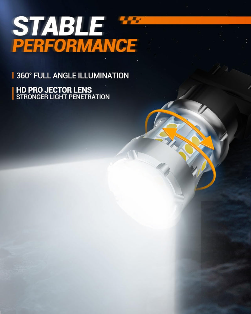 SEALIGHT 3157 LED Bulb White, Super Bright 3156 3056 3057 4157 3047 4057 3457 4114 LED Bulb for Backup Reverse Tail Brake DRL Signal Parking Lights, Pack of 2 Reverse/Brake Bulbs