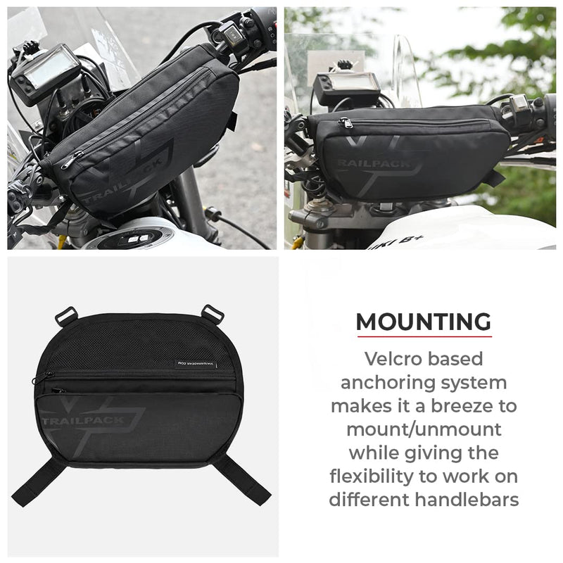 ViaTerra Crossbar Handlebar Trailpack | Universal Fit for Any Motorbike, Dirt Bike & Snow Bike WITH CROSSBARS | 1L Black