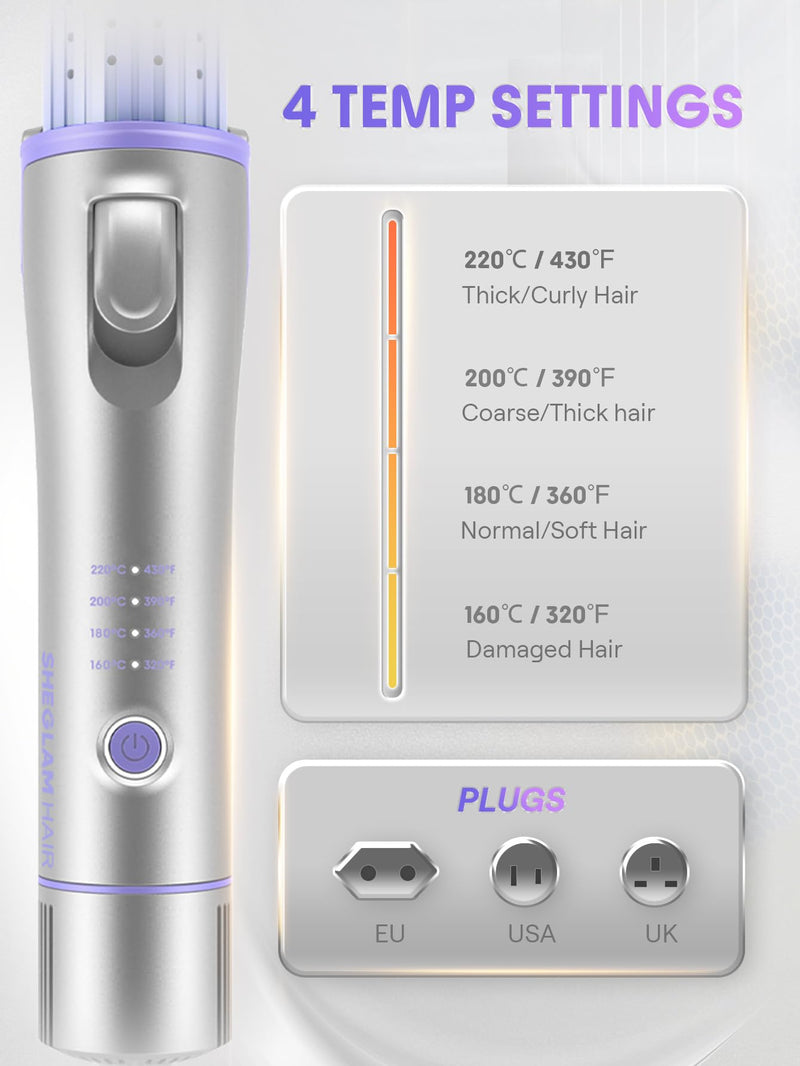 SHEGLAM Hair Curler and Straightener, Manual Airflow Styler, 360° Cool Air Lock, 2 in 1 Hair Straightener & Curler, Anti-Scald Flat Iron, Fast Curling Straightening Less Damage for Long Short Hair