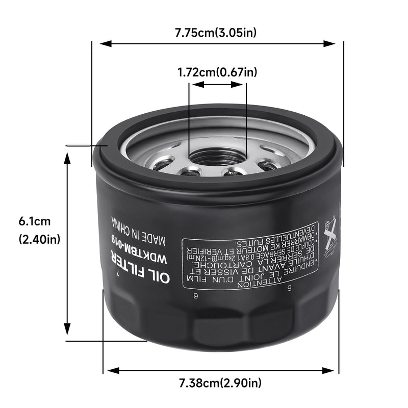 49065-0721 Oil Filter Compatiable with Kawasaki FR730V FX730V FR691V FS691V FR600V FX691V FS651V FR651V FX600V Engines Replace 49065-7007 2Pcs