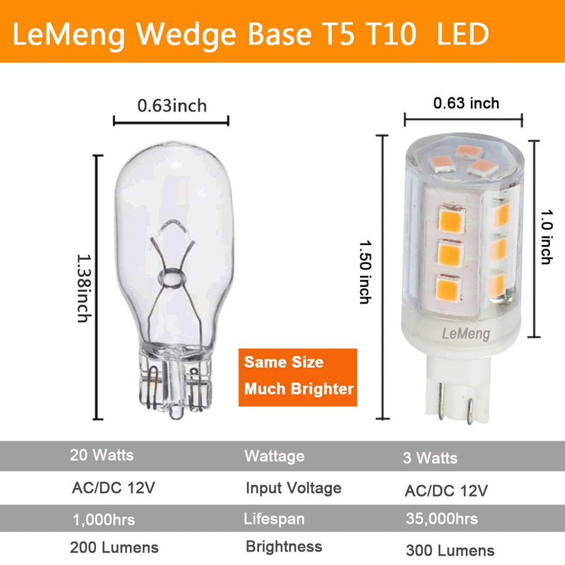 3W T10 Wedge Base RV 921 LED Light Bulb 12VAC/DC Landscape Garden Patio Path Driveway Malibu, RV Camper Trailer Motorhome Marine Boat Dome Fixture Lighting(6000K Daylight White)-6 Pack 6000k Daylight White