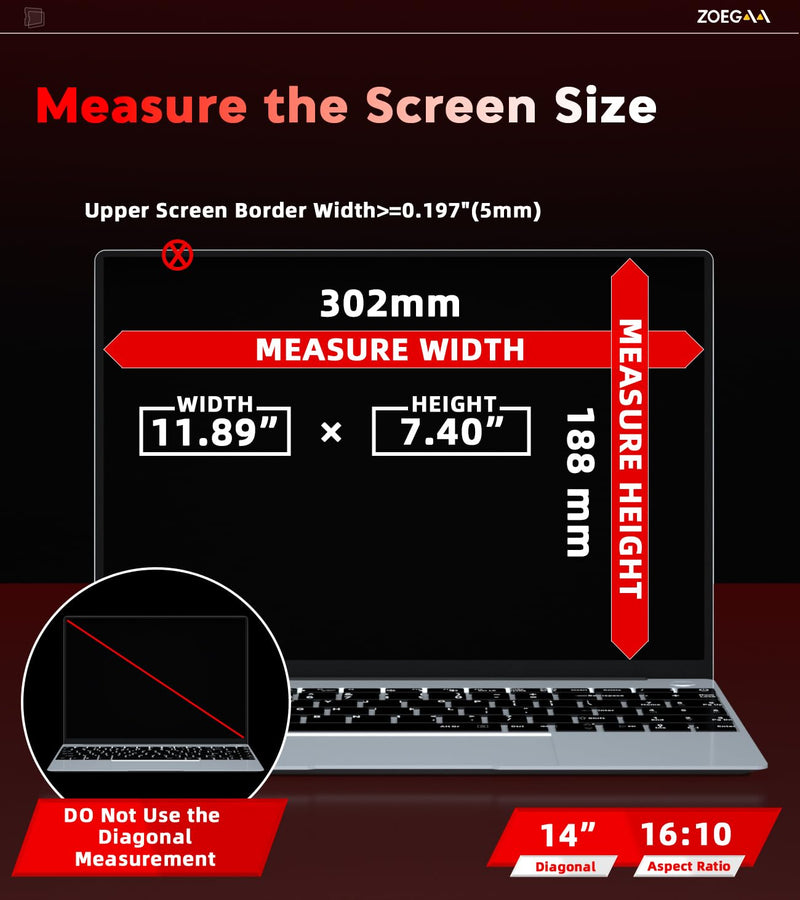 14 inch Privacy Screen,Magnetic Laptop Privacy Screen 14 inch for 16:10,ZOEGAA factory has been focusing on the research and production and owns many international patents such as filtration membranes Magnetic 14 Inch (Diagonal)-16:10 Aspect Ratio