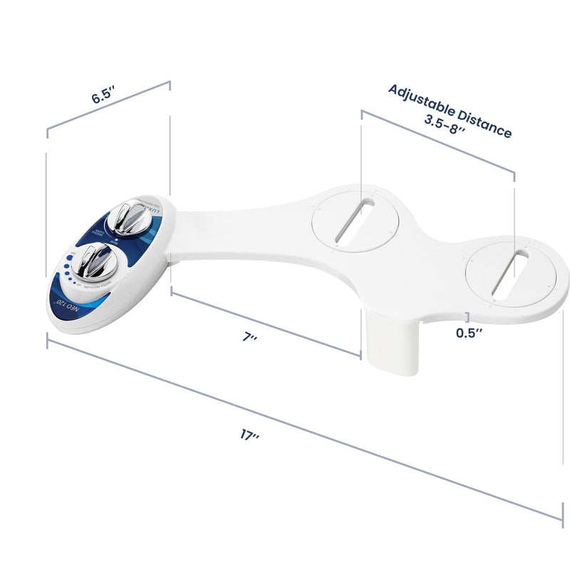 LUXE Bidet NEO 120 - Single Nozzle, Self-Cleaning, Non-Electric Bidet Attachment for Toilet Seat, Adjustable Water Pressure, Rear Wash (Blue) Blue