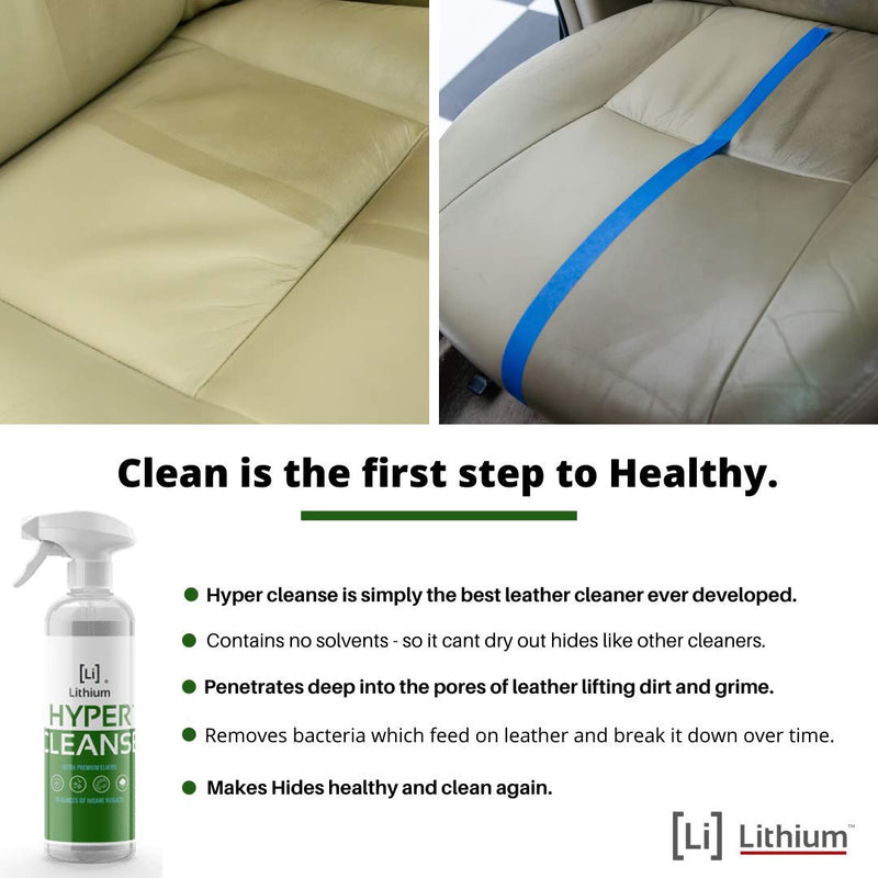 Lithium Hyper Cleanse Car Interior Cleaner - Car Cleaner Interior for Leather, Plastic, Carpet, Vinyl, and Tesla Vegan Leather - Solvent Free Interior Car Cleaner - Car Cleaning Spray (16 Oz)