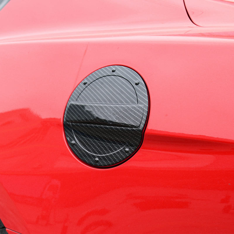 RT-TCZ Carbon Fiber Fuel Filler Door Gas Tank Cap Cover Exterior Decoration Accessories for 2015-2023 Ford Mustang