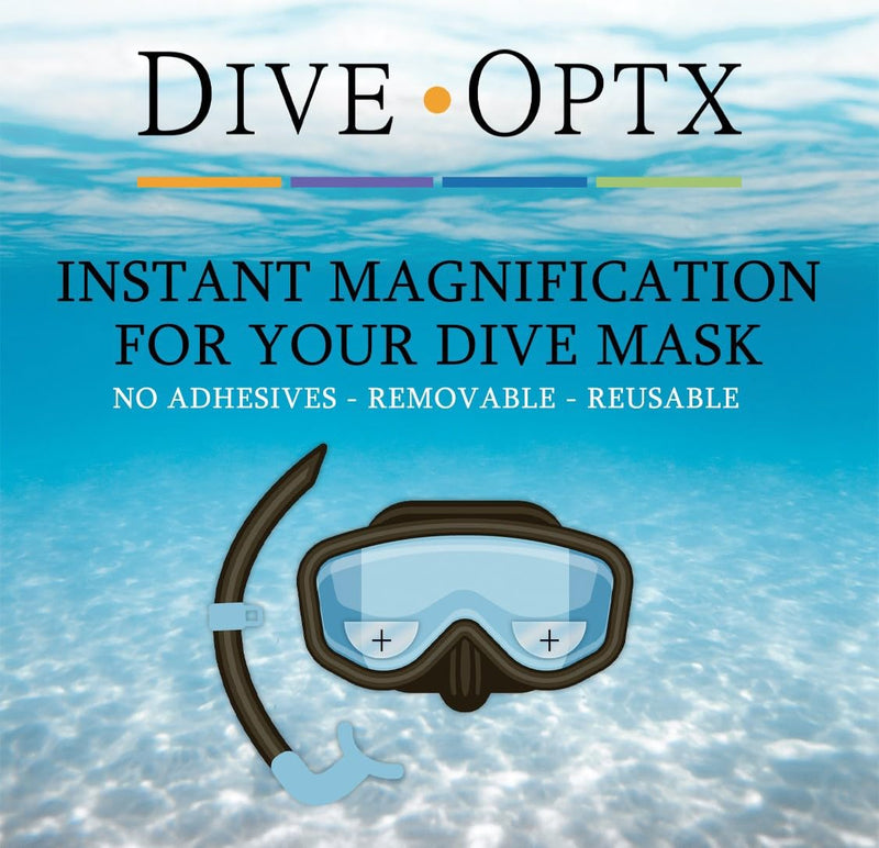 Calabria Hydrotac Dive OPTX 20/20 Stick On Bifocal Lenses Used for Scuba Masks/Diving Goggles Magnifying Bi-Focal Stickers Clear - 2 Pack (2 Pairs - 4 Lenses) 2.0 x