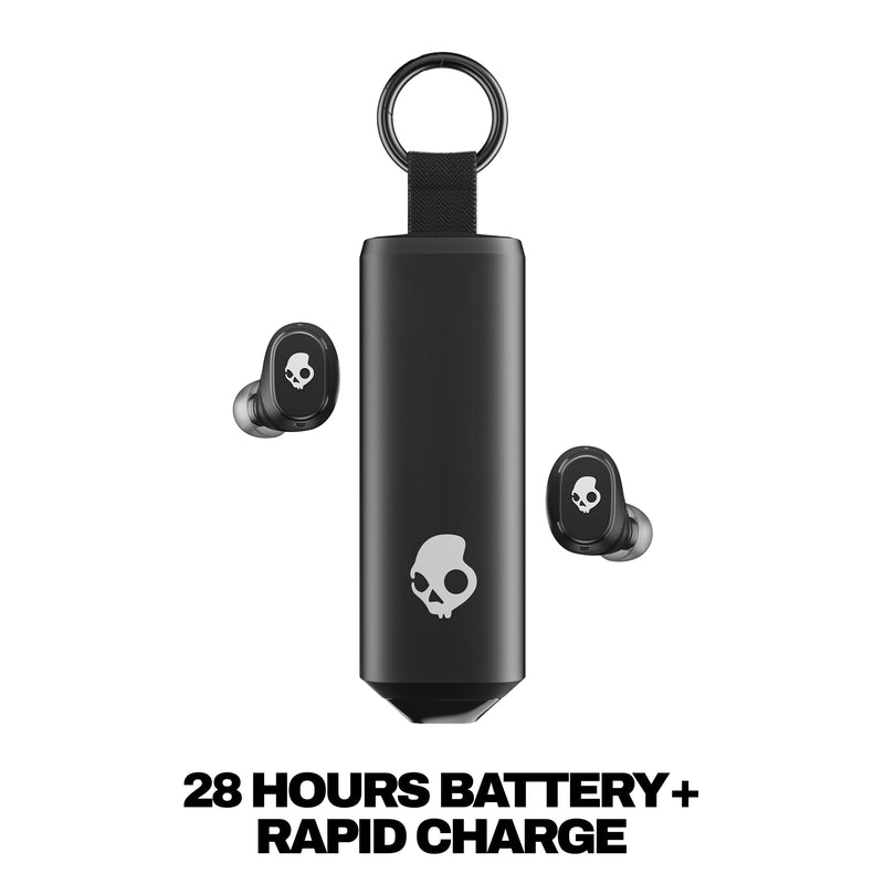Skullcandy Dime 360 Wireless Earbuds with Clip-Anywhere Case - True Black | In-Ear Fit, Bluetooth, Noise Isolating, 28 Hours Battery, Microphone for iPhone Android, Easy Clip-On Design for Travel