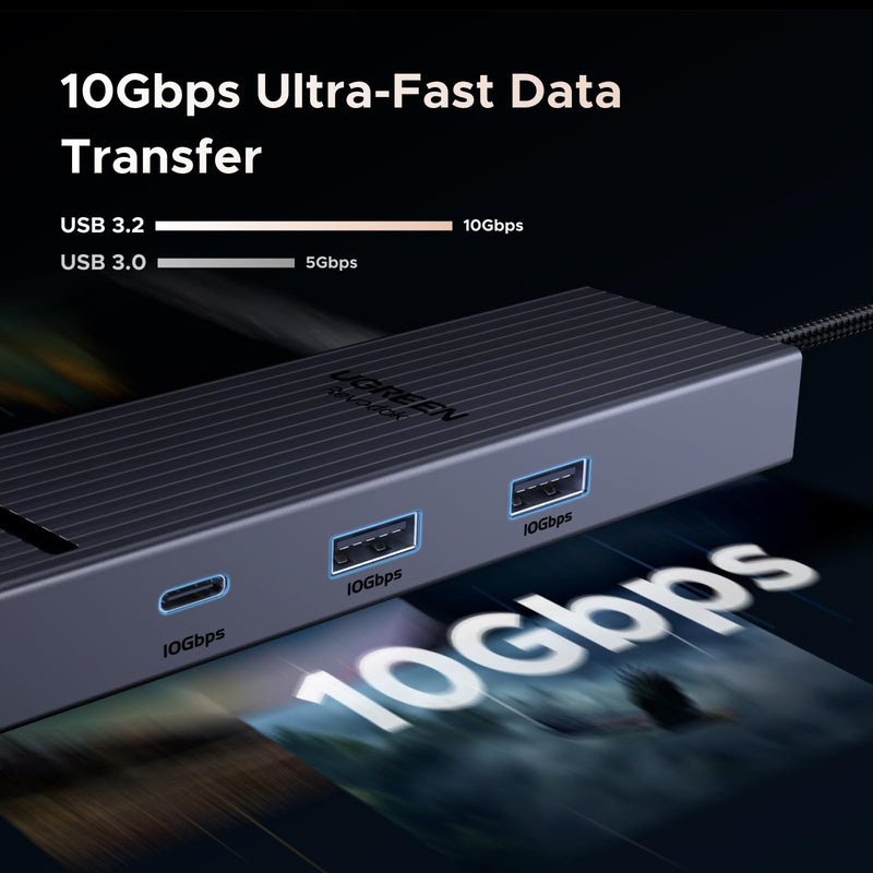 UGREEN Revodok Pro 6 in 1 USB C Hub Gigabit Ethernet Adapter with 4K 60Hz HDMI, 100W PD Charging, 10Gbps USB A&C 3.2 Data Ports Compatible with Mac M1, M2, M3, iPad, iPhone 16 Pro/Pro Max, Steam Deck