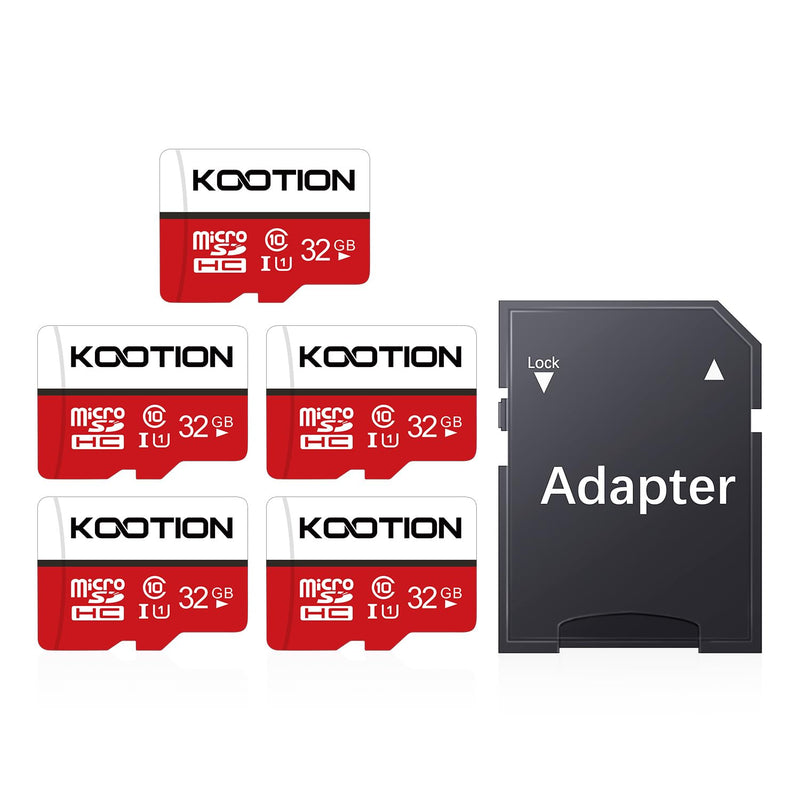 KOOTION 32GB Micro SD Card 5 Pack, Class 10 MicroSDHC Flash Memory Card with Adapter UHS-I, Full HD, C10 TF Card for Smartphone