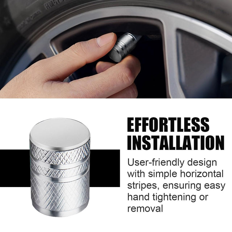 Tire Valve Stem Caps - (5 Pack) Metal Air Caps with Plastic Liner, Corrosion Resistant, Leak-Proof, Universal Stem Covers for Cars Trucks Motorcycles and Bikes - Silver No Pattern