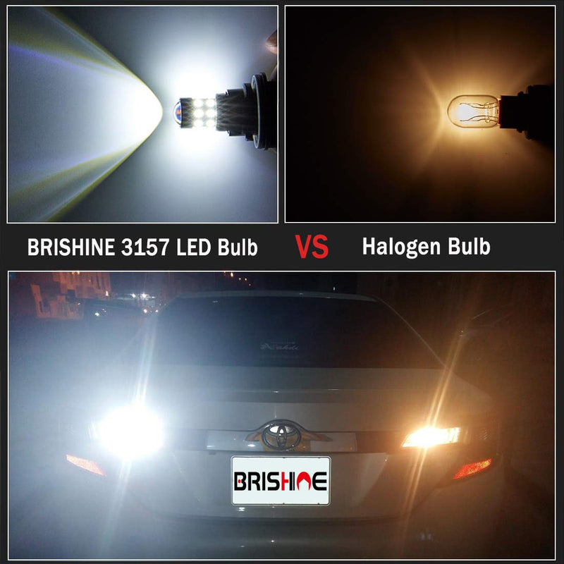 Super Bright 3157 3156 3056 3057 4157 3047 4057 3457 T25 LED Bulbs 6000K Xenon White 24-SMD LED Chipsets with Projector for Backup Reverse Lights, Brake Tail Lights, Running Lights(Pack of 2) Pack of 2