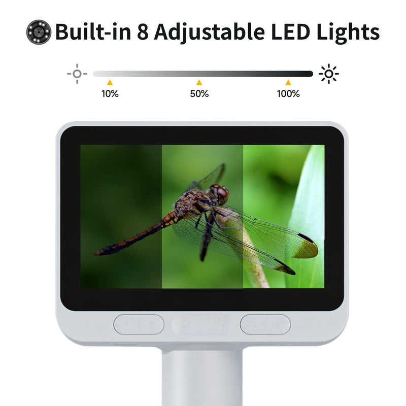Microscope for Kids, Kids Microscope with 4.0" IPS Screen, Portable Digital Pocket Microscope for Kids 8-12, Miniscope Kids Compatible with iPhone Android Computer BEAVERLAB-M2C White