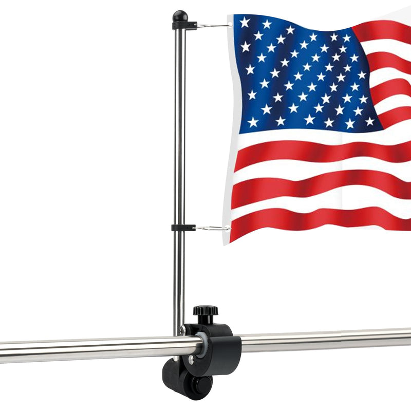 Stainless Steel Rail Mount Boat Pulpit Staff (7/8" - 1-1/4 "), Boat Yacht Marine Flag Pole (1pc)