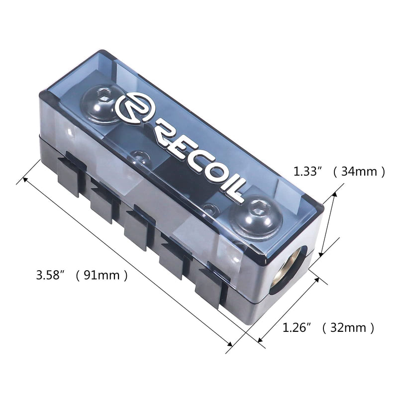 RECOIL MFHA-2 2 Packs Fuseholder 0/2/4 Gauge Modular Inline ANL & Mini-ANL Fuse Holders with Jumper Bars to Create Distribution Block Fuse and Negative Combo Blocks Modular In-line Fuseholder