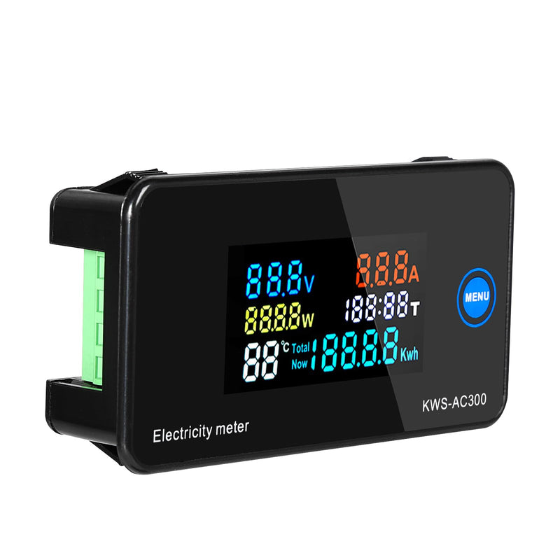 Jadeshay Digital Voltmeter Ammeter Multimeter Panel, AC 50-300V 0-100A LCD Voltage Current Meter Power Energy Meter with Closed Transformer KWS-AC300