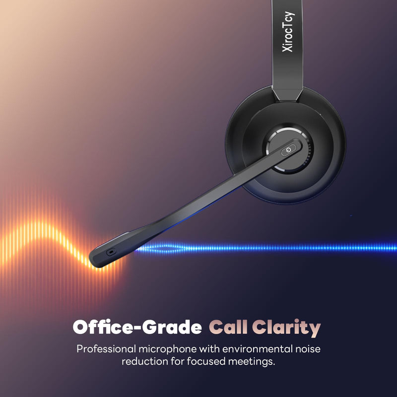 Wireless Headset with Mic for Work, Bluetooth Headset, Mic Clear Calls, Wireless Headphones with AI Noise Cancelling Microphone (Bluetooth 5.3 & Mic Mute), USB Dongle, for PC/Zoom/Office Black
