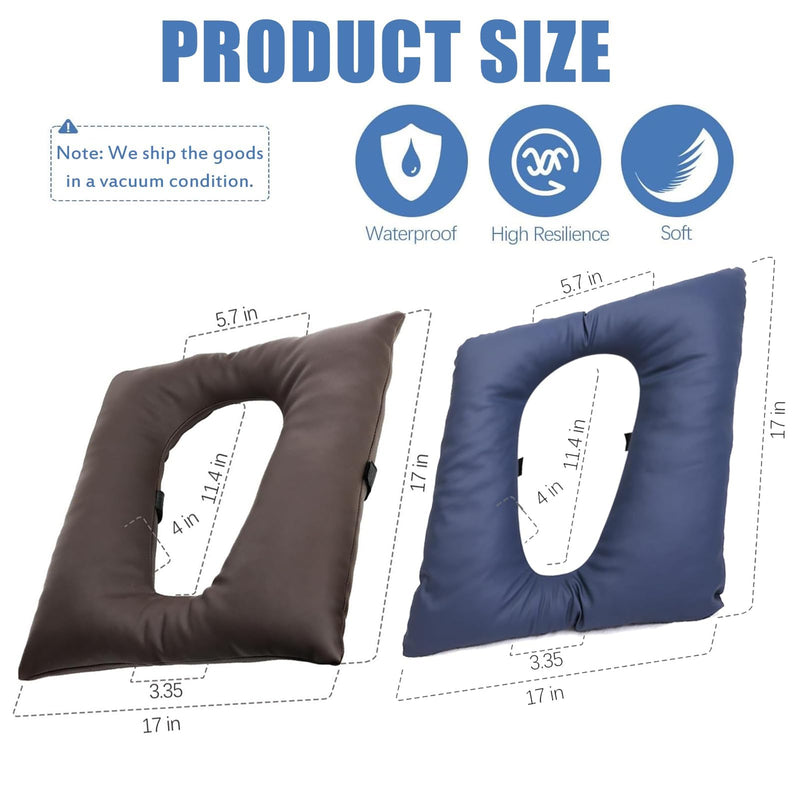Bedside Commode Cushion - Washable 16.5" X 16.5" Thick Pad PU Cover with Fixing Straps for Commode Chair,Portable Toilet Seat Cushion for Seniors Raz Shower Chair Seat,Blue Blue normal