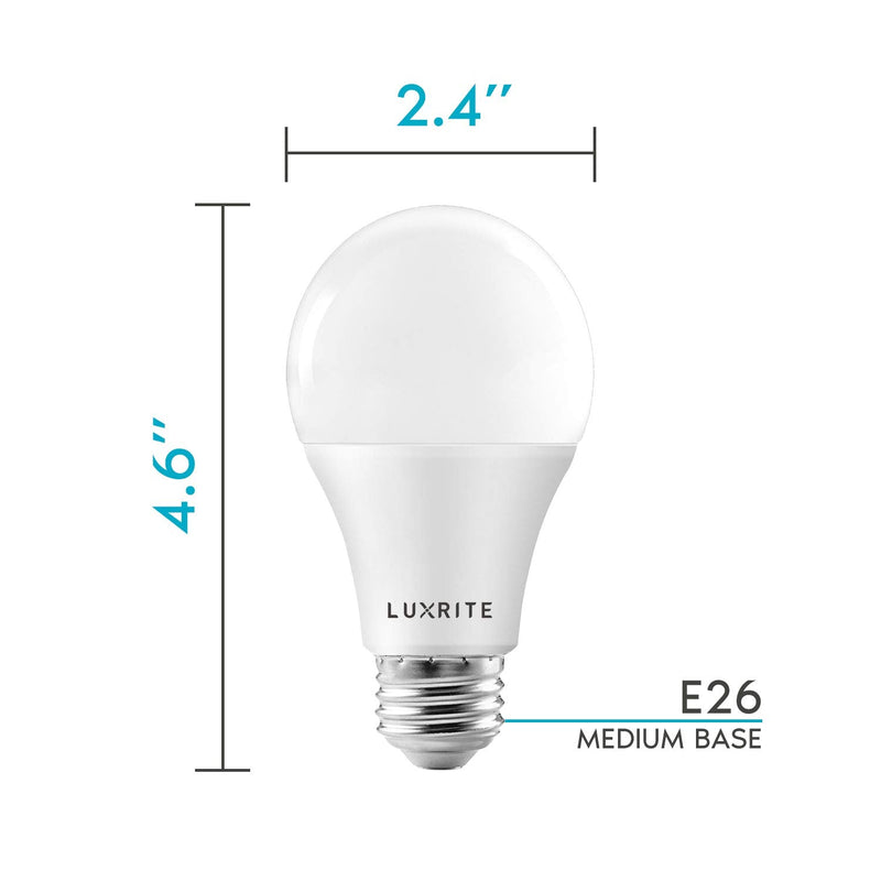 Luxrite A19 LED Light Bulbs 100 Watt Equivalent Dimmable, 5000K Bright White, 1600 Lumens, Enclosed Fixture Rated, Standard LED Bulbs 15W, Energy Star, E26 Medium Base - Indoor and Outdoor (6 Pack) 5000k (Bright White) 6 Count (Pack of 1)