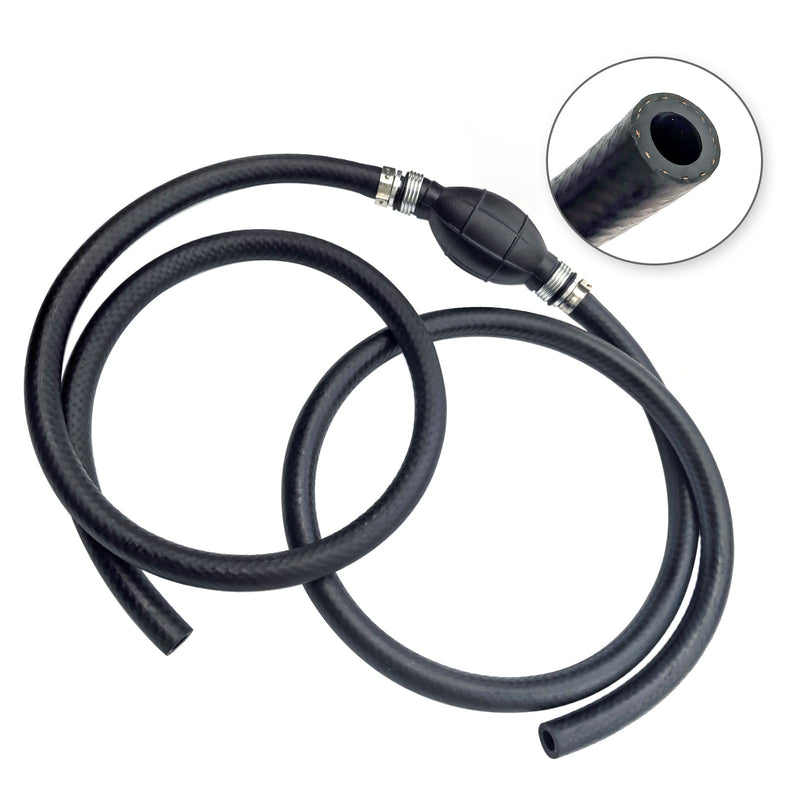 3/8 Inch 6FT boat fuel line with primer bulb Nylon Braided Fuel Line Assembly 3/8" 10mm Hose Line Universal Fuel Line with Primer Bulb Steel Hose Clamps for Marine Outboard Boat Motor RVs