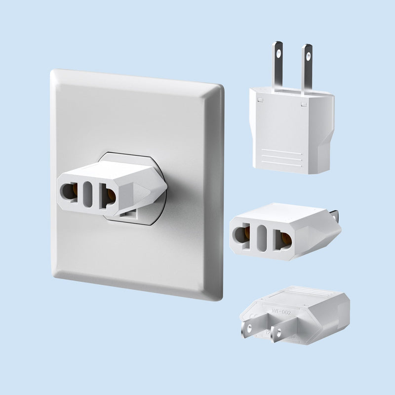 European to US Plug Adapter, SUPERDANNY EU to US Plug Adapter Converts 2-Prong Type A for Plugging in Type C, E, F, L, N Plugs, 660W 6A Max 110-250V Travel Plug for Europe to USA, White, 4-Pack White (4 Packs)