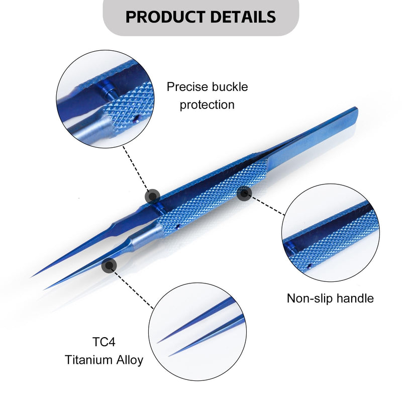 4.25'' Small Titanium Tweezers Sharp Fine Tip Tweezers Non-magnetic Micro Precision Tweezers for Soldering Electronics Work Jewelry Making