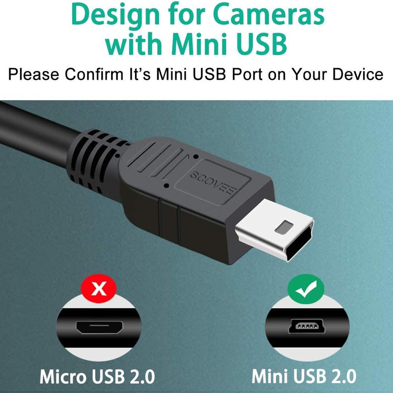 SCOVEE Camera USB Cable Cord for Canon Rebel/PowerShot/EOS/DSLR/ELPH Digital Cameras,Transfer Wire Data Cable for Canon Rebel Camcorder,Vixia PC Computer Interface Replacement Mini B USB (3ft) 3ft