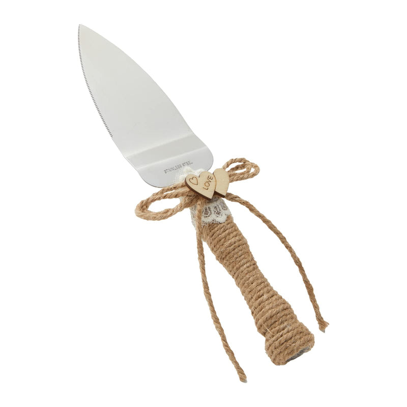 Juvale Wedding Decor Rustic Cake Knife & Server Set with Champagne Flutes - Brown Wood Handles, 13.2in Knife & 11in Server, 7.1oz Flutes - Rustic Wedding Decorations