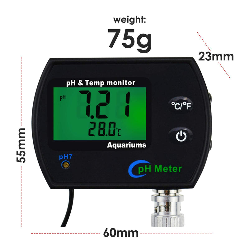 2-in-1 Combo pH & Temperature Meter Water Quality Tester Replaceable BNC pH Electrode for Aquariums Hydroponics Tanks Aquaculture Laboratory 2-in-1 Combo Monitor