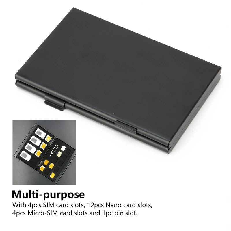 Generic SIM Card Case, Aluminum Storage Box with 4 12 Nano 4 Micro 1 Pin Slots, for Organizing Protecting Cards Travel Use