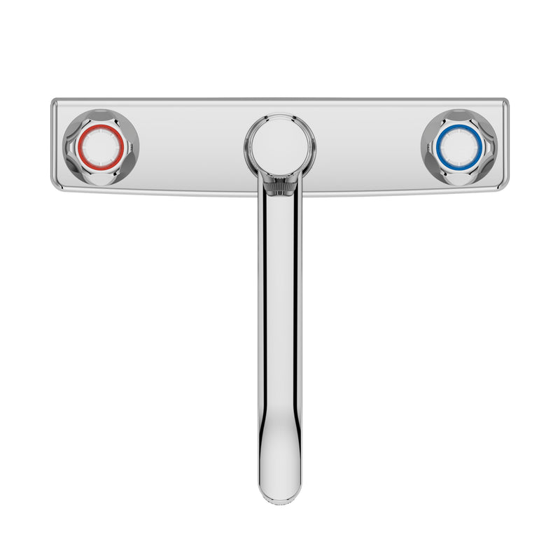 Pfister Pfirst Series 2-Handle Kitchen Sink Faucet with Side Sprayer Chrome Finish Metal Handles NSF Lead-Free Certified Decorative Deckplate Installation G1351000 Polished Chrome