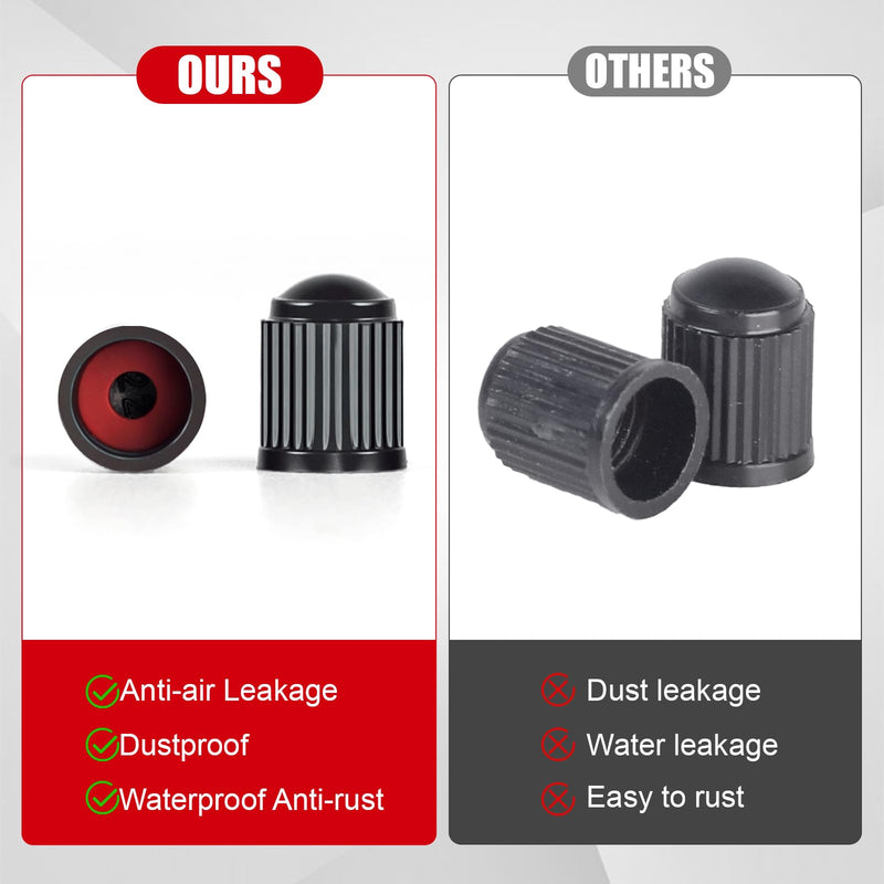 100PCS Tire Valve Caps, Valve Stem Caps with O Rubber Ring, Tire Caps are Suitable for Bicycles, Cars, Motorcycles, SUVs and Trucks (Black)