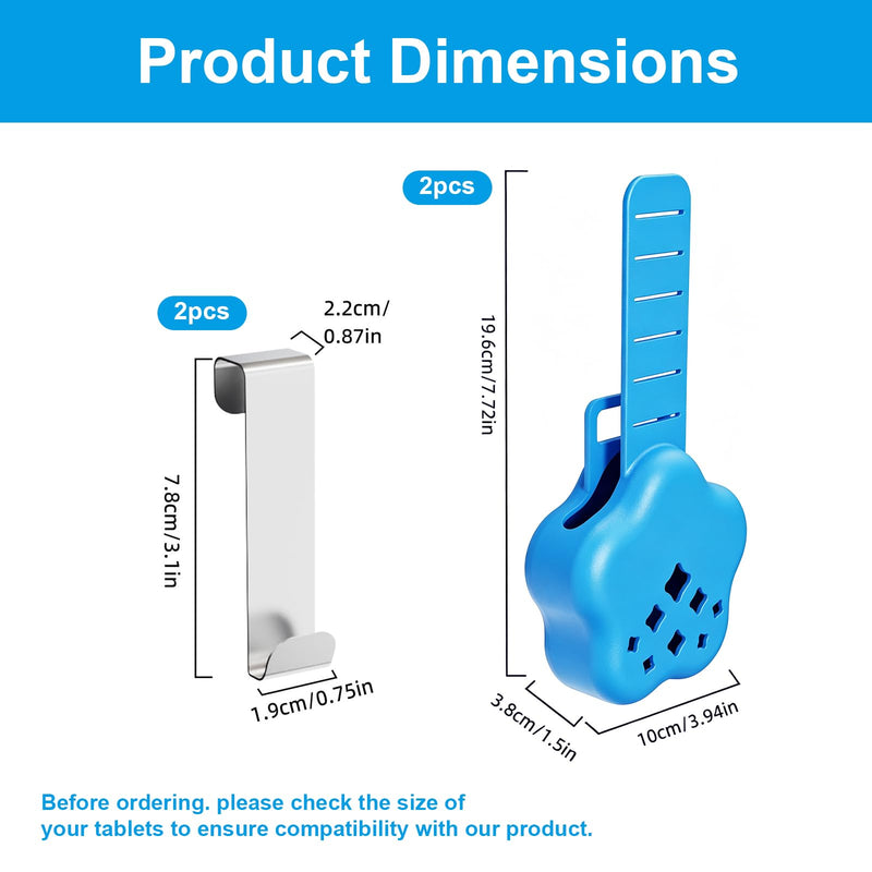 Adjustable Toilet Tank Tablet Holder, 2 Pcs, Silicone | Hanging Silicone Basket with Rust-Resistant Hook for Bowl Cleaner Tablets, Prevents Residue in Water Tank Blue-Star Style 2 Pc