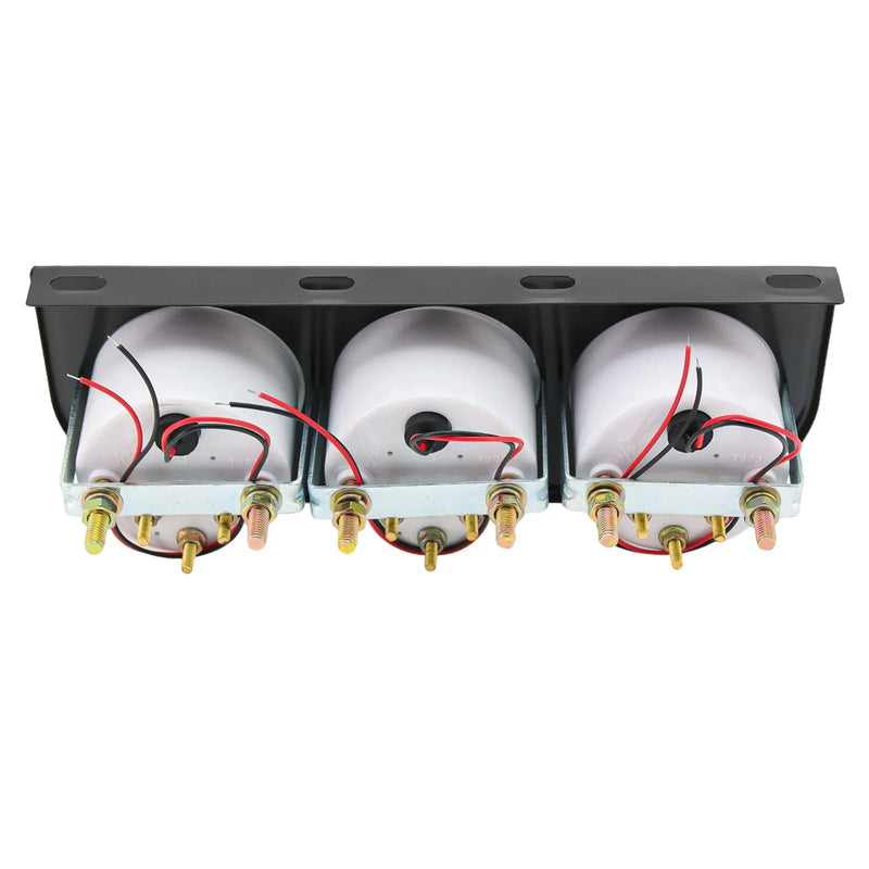 3-in-1 Triple Gauge Kit - Oil Pressure, Voltage & Water Temperature Gauges for Cars Black