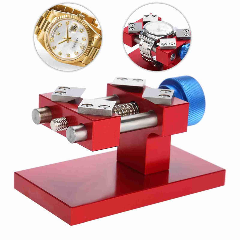 Watch Bezel Opener, Professional Watch Bezel Removal Tool Adjustable Workbench Back Case Opener Tool Watch Repair Maintenance Tool for the 38-40mm Diameter Watches Back Cover (Red) Red