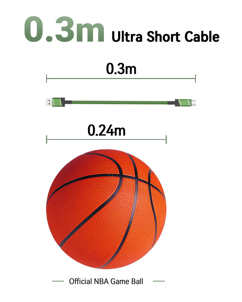 LDLrui USB A to USB C Cable 10Gbps USB 3.2 Data Cable 1Ft Green | 60W Fast Charging USB 3.2 Gen 2 Short Cable with High Speed Data Transfer for Portable SSD, Laptop, Phone, Tablet and USB Hub 0.3M 1